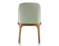 Chaise design bois teinte merisier et cuir cuir vert sauge Chaise design bois teinte merisier et cuir cuir vert sauge