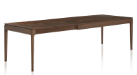Table extensible 8 à 12 personnes en chêne et céramique allonges céramique avec bois teinte marron foncé et plateau et allonges céramique brun oxydé 180x100 cm