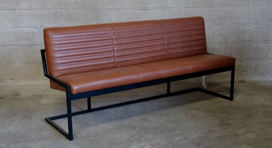 Canapé banquette cuir marron vintage