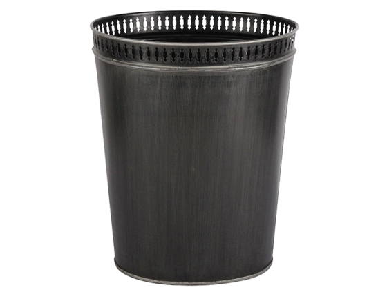 Black distressed waste paper basket