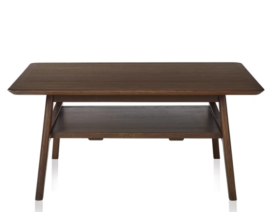 Table basse carrée en chêne foncé dessus bois 100x100 cm