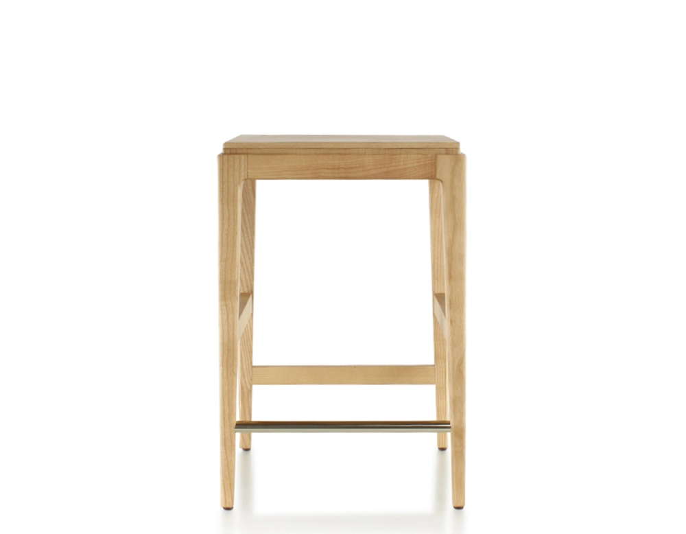 H60 cm designer bar stool natural wood stain wooden seat