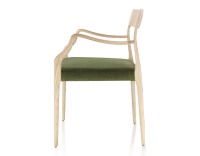 Chaise scandinave avec accoudoirs bois teinte naturelle assise tissu vert olive Chaise scandinave avec accoudoirs bois teinte naturelle assise tissu vert olive