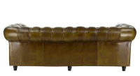 Canapé chesterfield cuir vert olive - 3 places