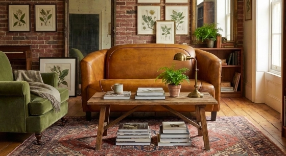 Canapé club cuir 2 places cognac