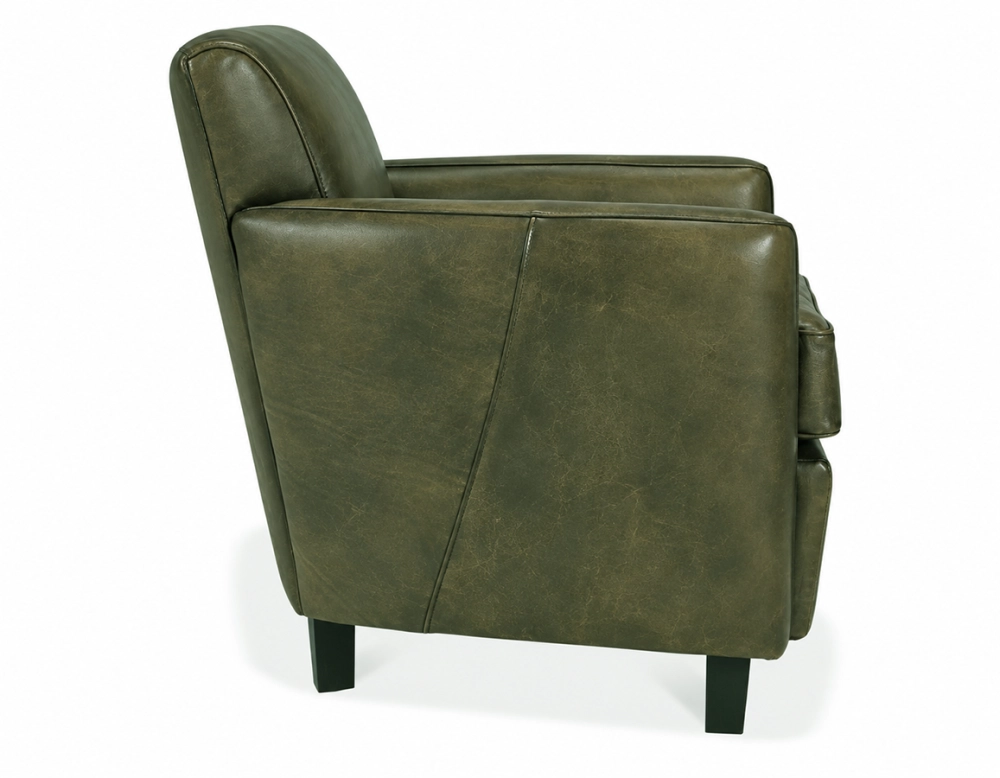 2 seater leather club sofa olive green