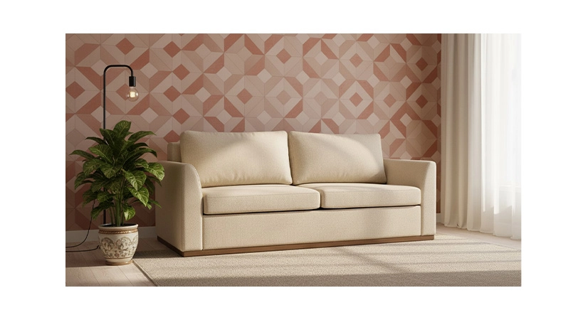 Canapé convertible 3 places tissus chiné beige