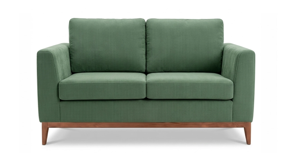 Canapé design 2 places tissu velours côtelé vert forêt
