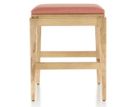 H45 cm design stool natural wood stain coral pink fabric seat H45 cm design stool natural wood stain coral pink fabric seat