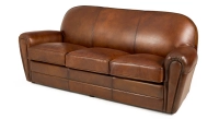 Canapé club cuir 3 places marron vintage accoudoirs passepoil Canapé club cuir 3 places marron vintage accoudoirs passepoil
