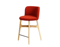 Tabouret de bar h60 cm bois teinte naturelle assise tissu orange brulé Tabouret de bar h60 cm bois teinte naturelle assise tissu orange brulé