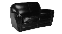 Canapé club cuir 2 places noir accoudoirs passepoil Canapé club cuir 2 places noir accoudoirs passepoil