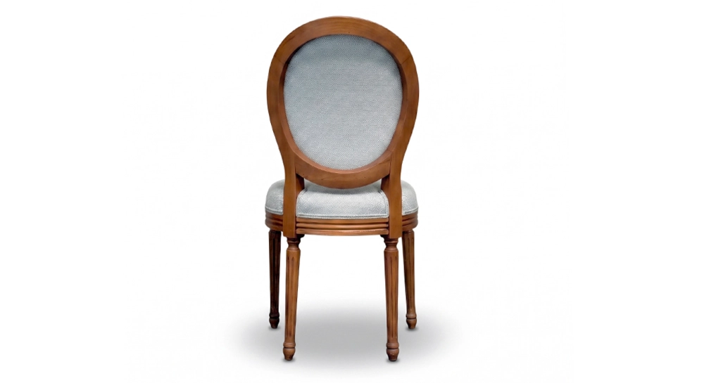 Chaise ancienne style Louis XVI bois teinte ancienne et tissu chevron khaki