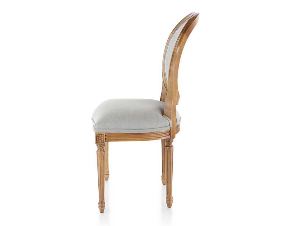 Chaise ancienne style Louis XVI bois teinte ancienne et tissu gris clair Chaise ancienne style Louis XVI bois teinte ancienne et tissu gris clair