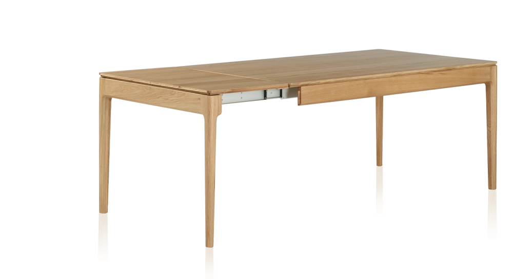 Mesa extensible de roble de 8 a 12 comensales con tablero y extensiones de madera en tinte natural 160x100 cm