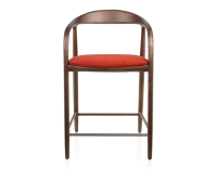 Tabouret de bar H60 cm bois teinte marron foncé et tissu orange brulé Tabouret de bar H60 cm bois teinte marron foncé et tissu orange brulé