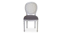 Louis XVI style antique chair wood antique stain and navy blue fabric
