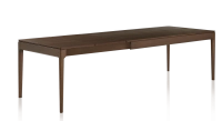 Table extensible en chêne 6 à 12 personnes avec plateau et allonges bois teinte marron foncé 140x100 cm Table extensible en chêne 6 à 12 personnes avec plateau et allonges bois teinte marron foncé 140x100 cm