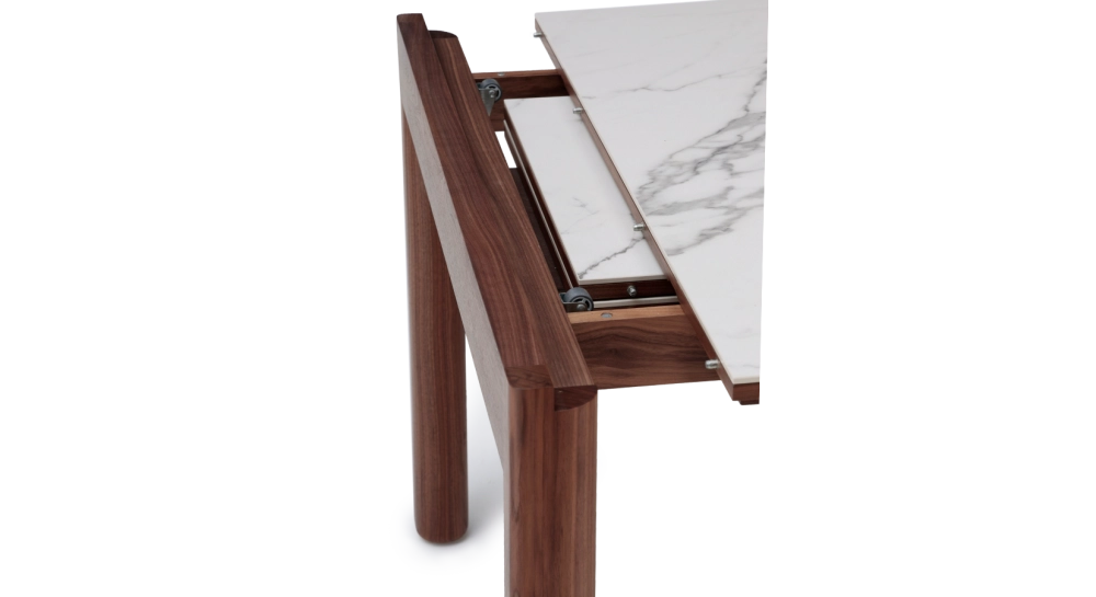 Table extensible 8 à 12 personnes en noyer et céramique allonges céramique bois teinte naturelle et céramique effet marbre blanc m1 160x100 cm Table extensible 8 à 12 personnes en noyer et céramique allonges céramique bois teinte naturelle et céramique effet marbre blanc m1 160x100 cm