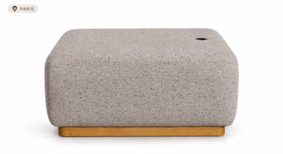 Pouf en tissu chiné beige