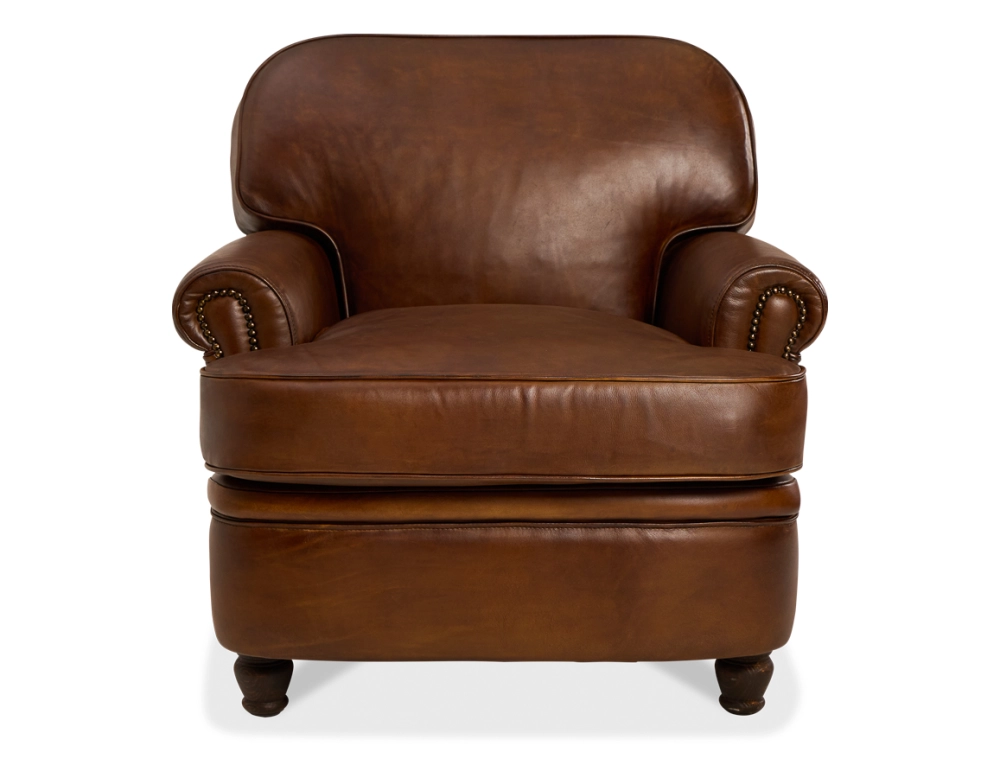 Fauteuil club cuir marron vintage Fauteuil club cuir marron vintage