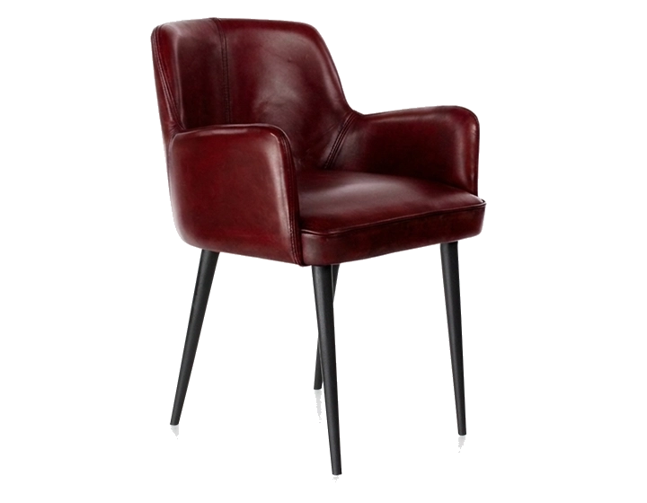 Vintage armchair with leather armrests burgundy