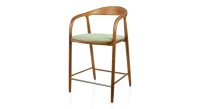 Bar stool H60 cm cherry wood stain and green fabric