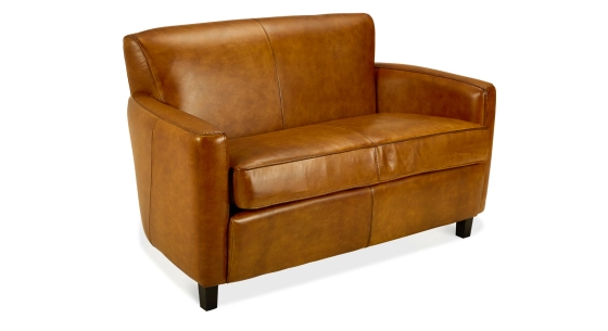 2 seater leather club sofa cognac