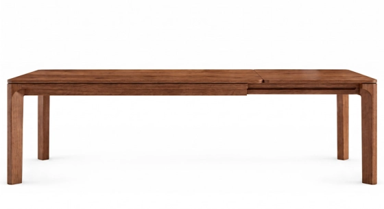 Table extensible 6 à 12 personnes en noyer avec plateau et allonges bois teinte naturelle 200x100 cm