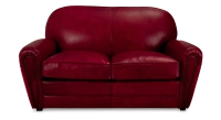Canapé club cuir 2 places rouge carmin accoudoirs cloutés Canapé club cuir 2 places rouge carmin accoudoirs cloutés