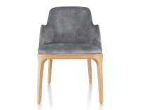 Chaise design avec accoudoirs bois teinte naturelle et tissu velours gris Chaise design avec accoudoirs bois teinte naturelle et tissu velours gris