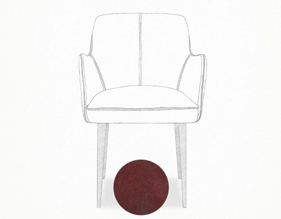 Chaise vintage avec accoudoirs cuir rouge carmin