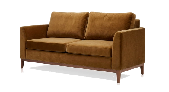 Canapé design 2,5 places tissu velours bronze