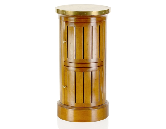 Somno side table cherry-stained wood and brass top