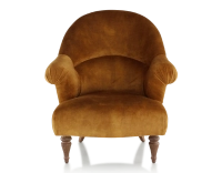 Fauteuil crapaud avec accoudoirs pieds bois teinte noyer et tissu velours bronze moyen dossier Fauteuil crapaud avec accoudoirs pieds bois teinte noyer et tissu velours bronze moyen dossier