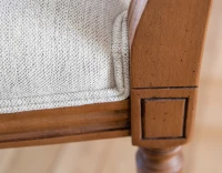 Chaise ancienne style Louis XVI bois teinte ancienne et tissu beige naturel