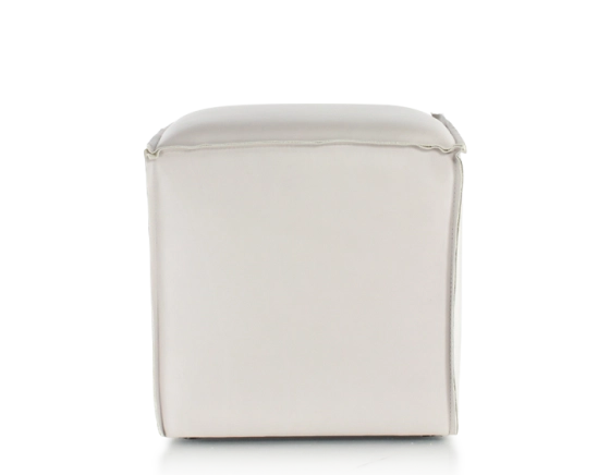 Pouf cuir de vachette gris perle