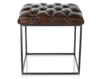 Pouf Chesterfield cuir marron soutenu Pouf Chesterfield cuir marron soutenu