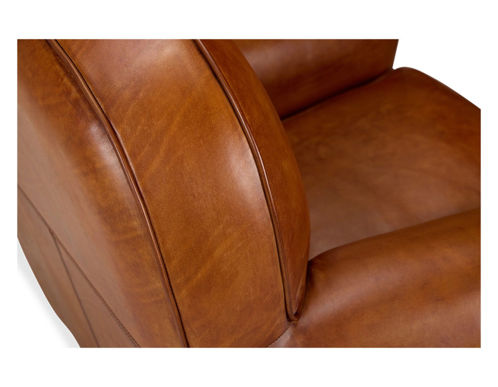 Leather club armchair light brown studded armrests Leather club armchair light brown studded armrests
