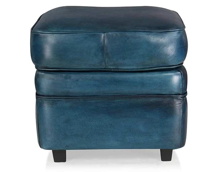 Pouf cuir bleu Pouf cuir bleu