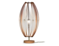 Floor lamp in wood and cotton thread twist weave Floor lamp in wood and cotton thread twist weave