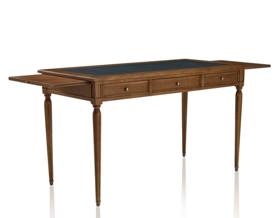 Bureau ancien style Louis XVI plateau cuir vert L130 cm