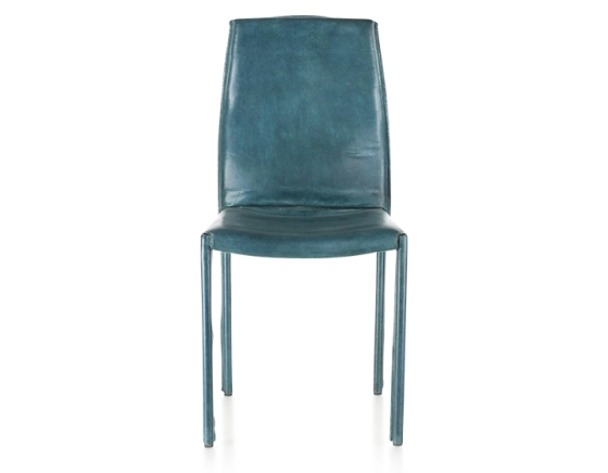 Chaise vintage cuir bleu