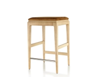 Taburete de bar de diseño H60 cm madera tinte natural asiento tejido terciopelo bronce