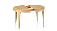 Table extensible ronde en chêne avec plateau et allonges en bois teinte naturelle 110 cm