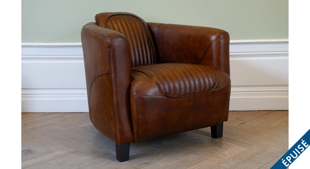 Fauteuil club cuir marron vintage Fauteuil club cuir marron vintage