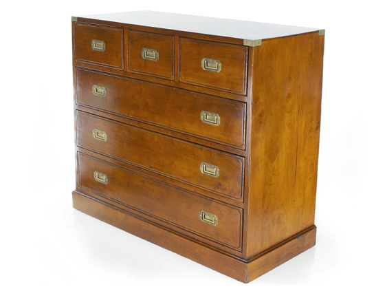 Large marine chest of drawers cherry-stained wood