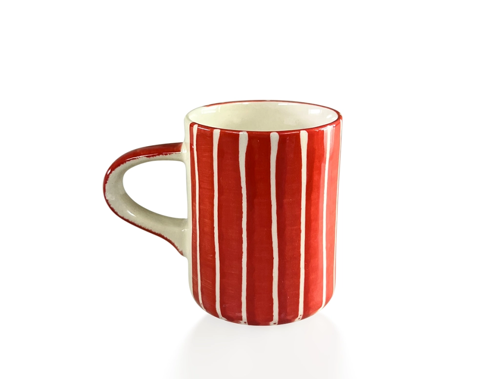 Tasse à café en céramique striée rouge Tasse à café en céramique striée rouge