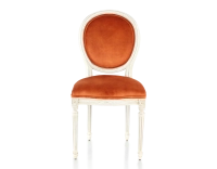 Chaise ancienne style Louis XVI bois teinte blanche cérusée et tissu velours terracotta Chaise ancienne style Louis XVI bois teinte blanche cérusée et tissu velours terracotta