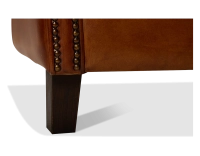 Canapé Chesterfield cuir 2 places marron clair accoudoirs cloutés Canapé Chesterfield cuir 2 places marron clair accoudoirs cloutés